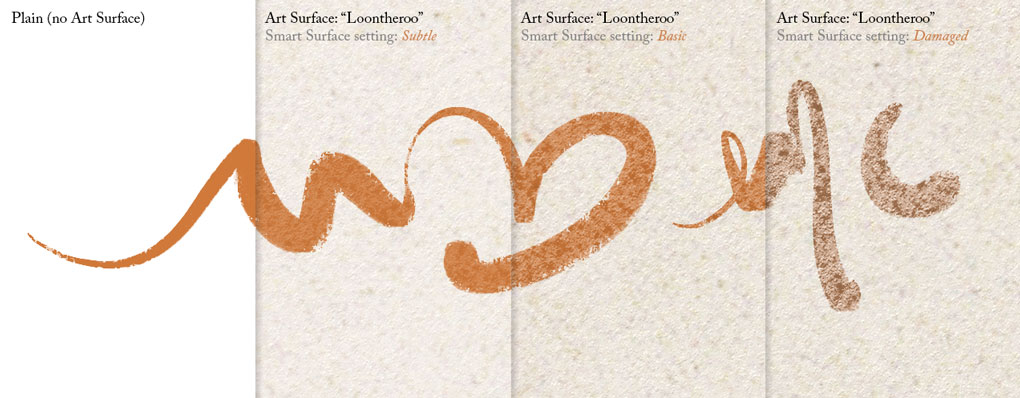 3 of the 8 paper texture styles in the Loontheroo Art Surface Photoshop Template