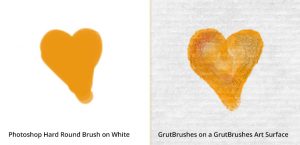 painting on a plain white background (left) vs GrutBrushes paper texture (right)