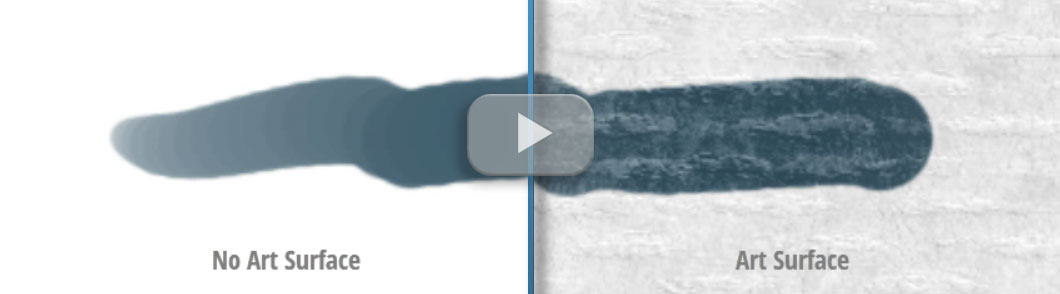 Watch how the paper texture affects plain brush strokes in Photoshop