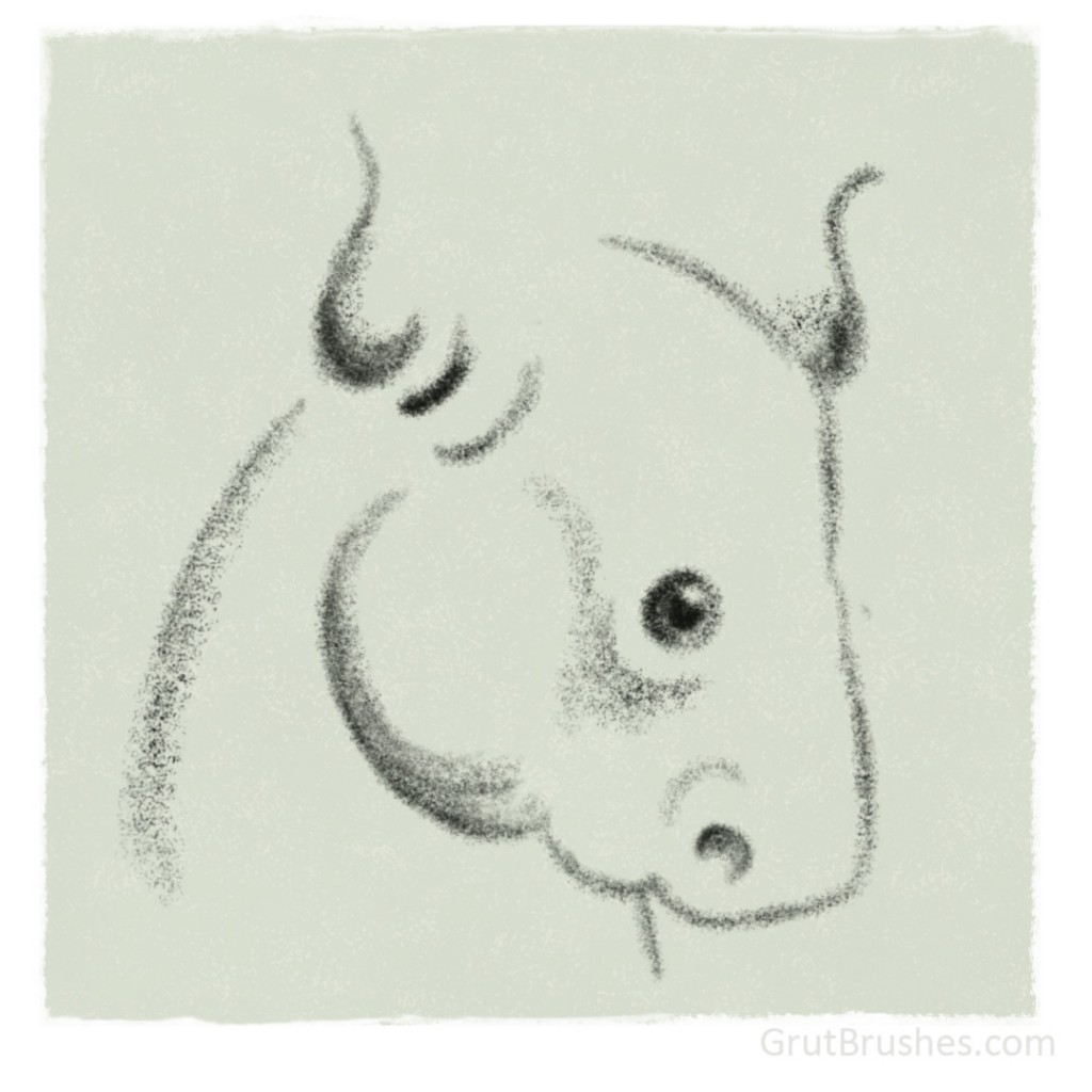 Bull Drawn With Moss Potter Photoshop Charcoal brush