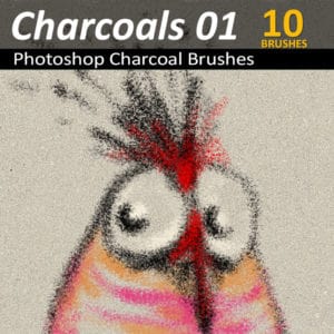 10 Photoshop Charcoal Brushes in one set