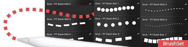 Procreate dash and dots brush pack examples (brushset file)