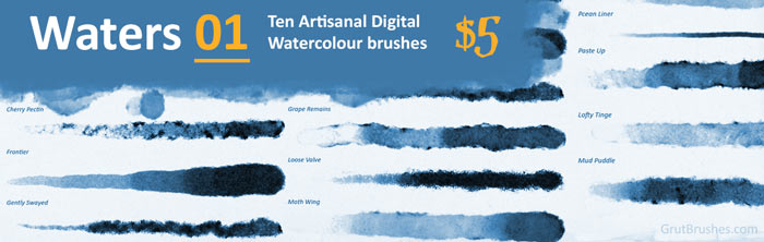 realistic Photoshop watercolour brushes for digital painting