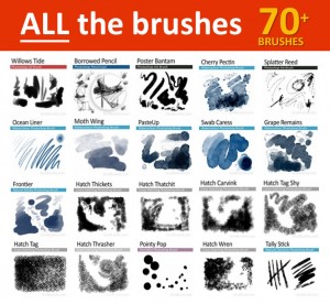 over 40 Photoshop brushes for digital artists