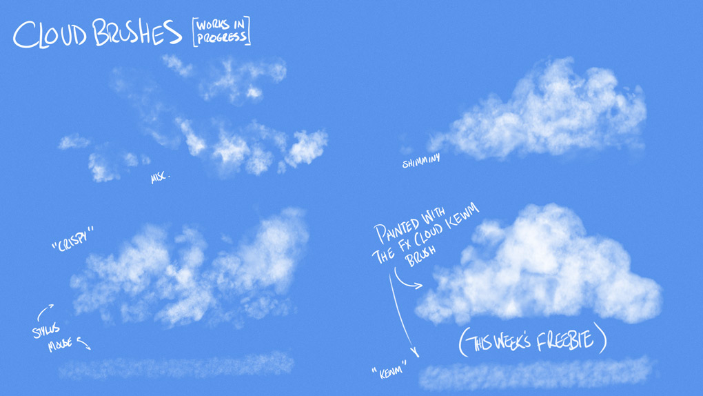 Experimenting with the Photoshop cloud brush tools