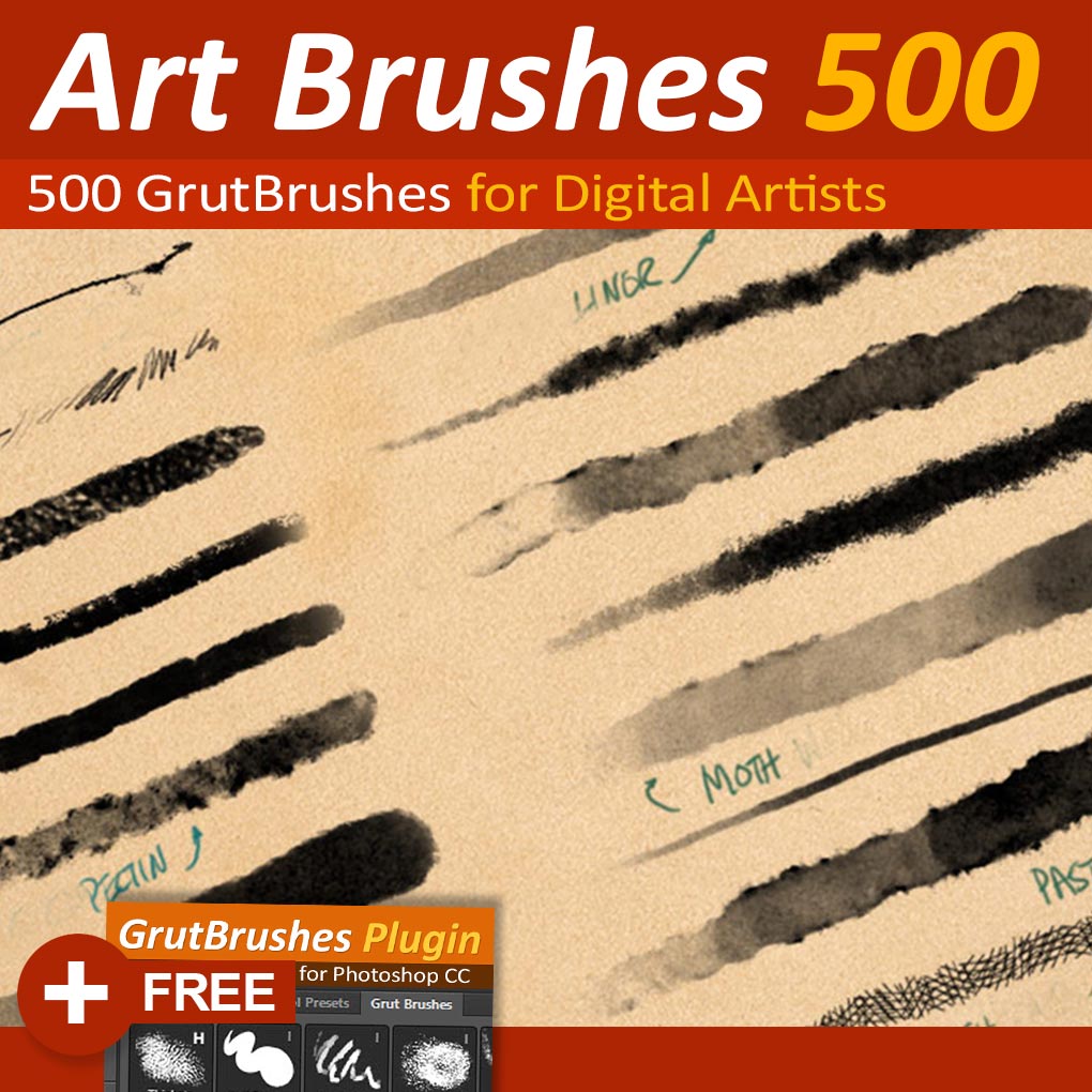 General Guión Paso Photoshop Art Brushes Complete - 500 brushes from GrutBrushes.com