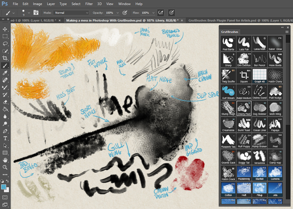 over 200 Photoshop brushes