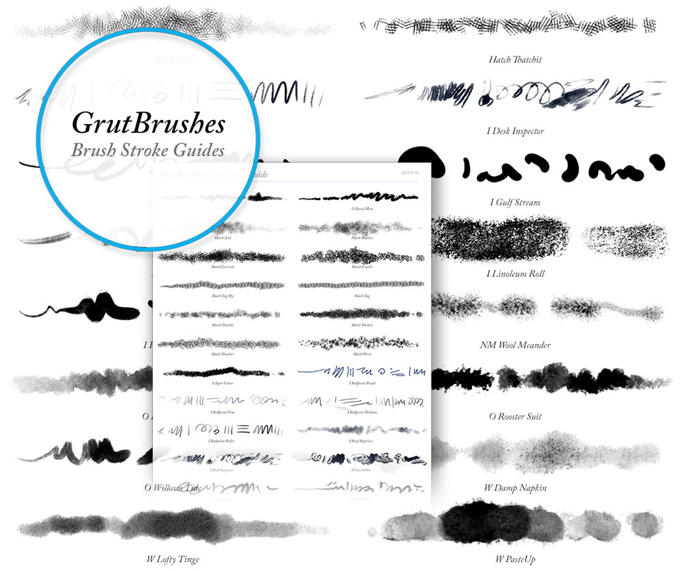 Download cheat sheet for all GrutBrushes Photoshop brushes