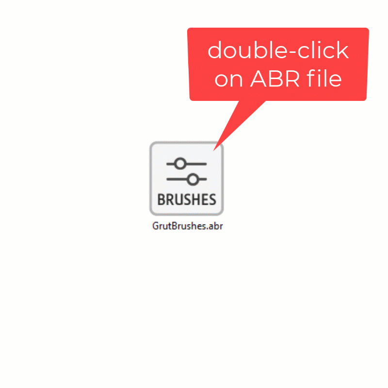 double-click on ABR file to add brushes to Photoshop