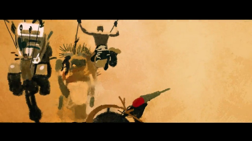 Still frame from an animated tribute to "Mad Max:Fury Road" by Pablo Fernández Eyre