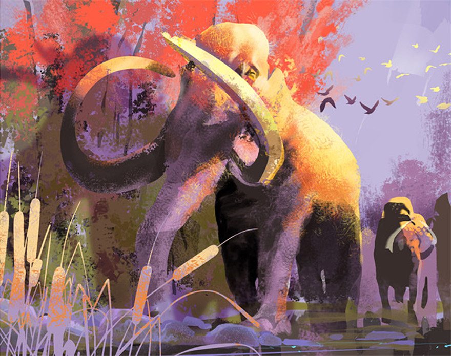 Woolly Mammoths painted in Photoshop using GrutBrushes