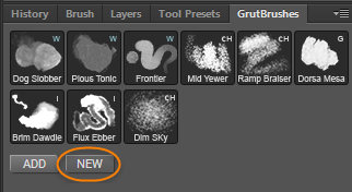 New Button installs brushes directly from your GrutBrushes account