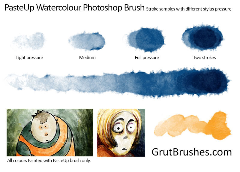 Brush Strokes from the watercolour Photoshop brush toolset "PasteUp"