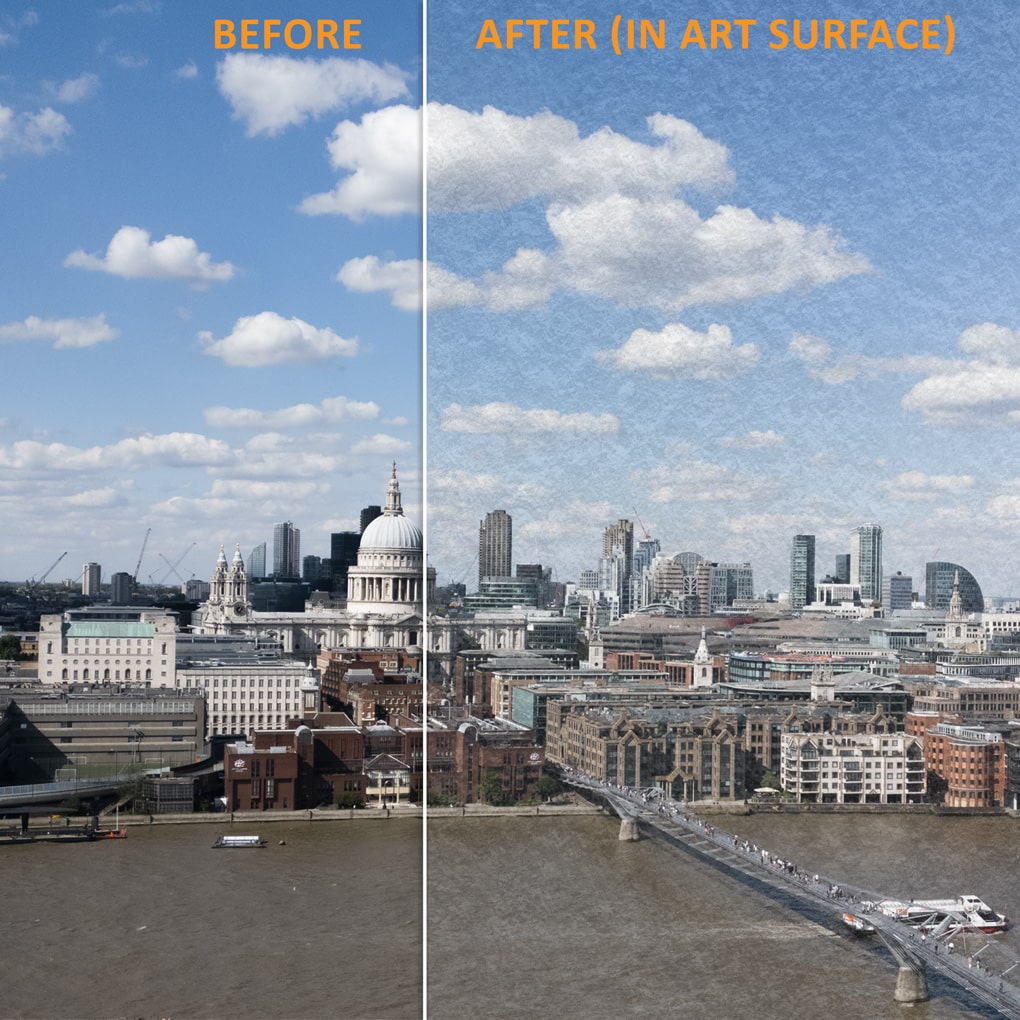 The effect of placing a photograph in the Art Surface with the "Basic" Surface style applied (one of 8 styles)