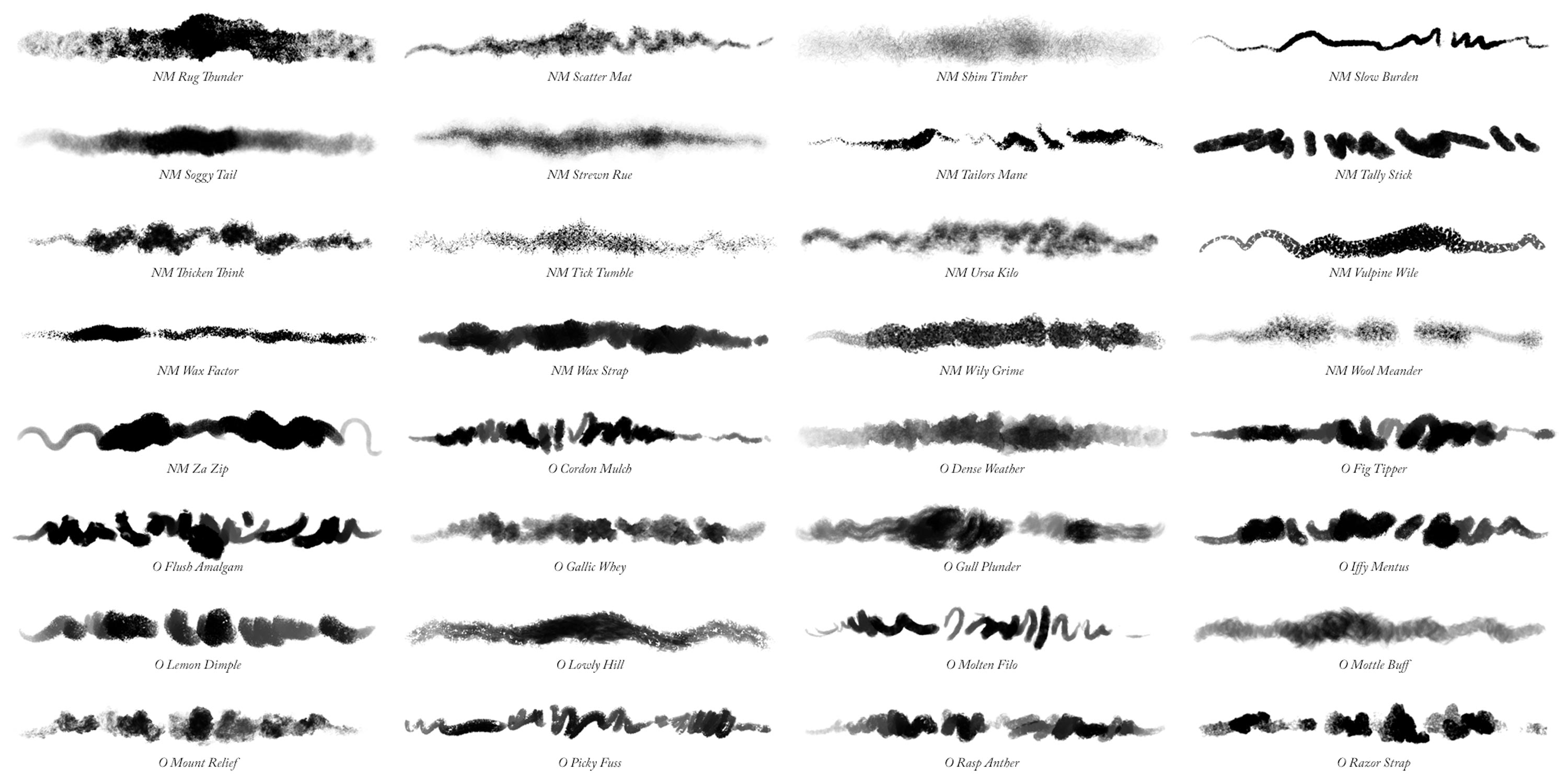 GrutBrushes Online Brush Stroke Reference