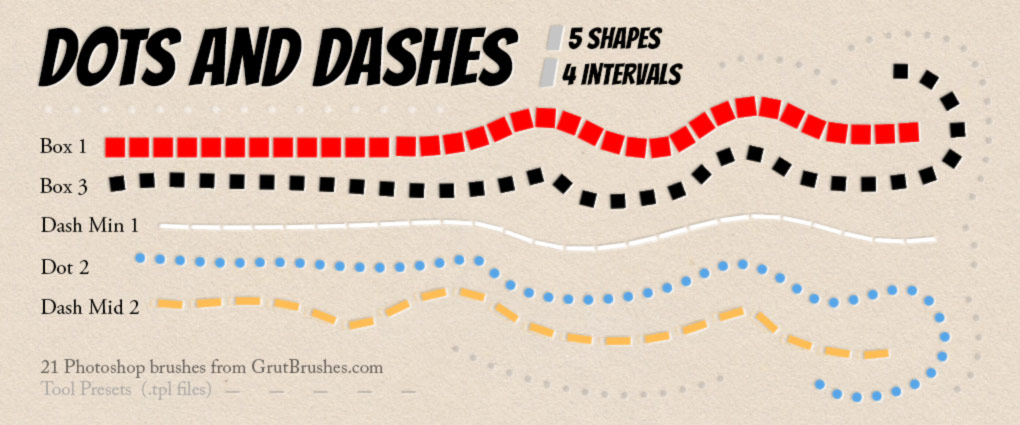 download 20 Photoshop dash and dot line brushes for free