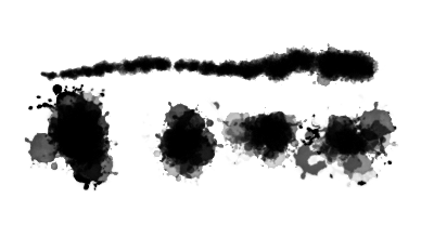 Photoshop splatter brush with ink drops and trails