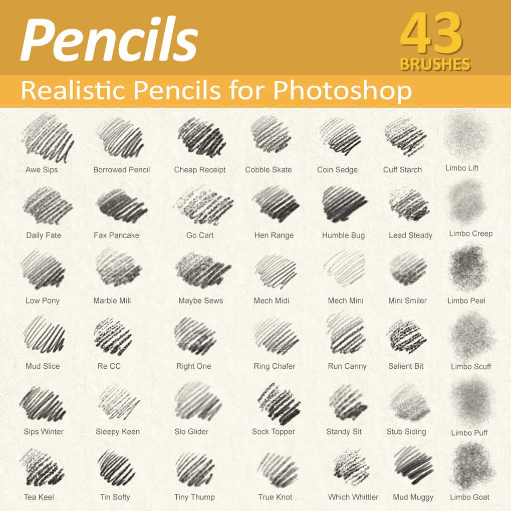 Realistic Photoshop  Pencil  Brushes  for illustrators 