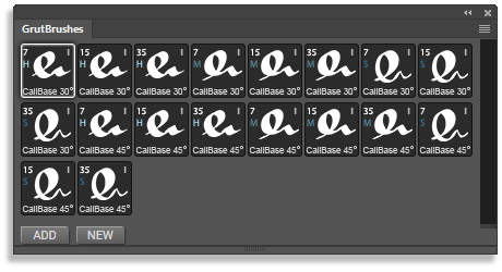 GrutBrushes Calligraphy brushes in the Photoshop panel plugin