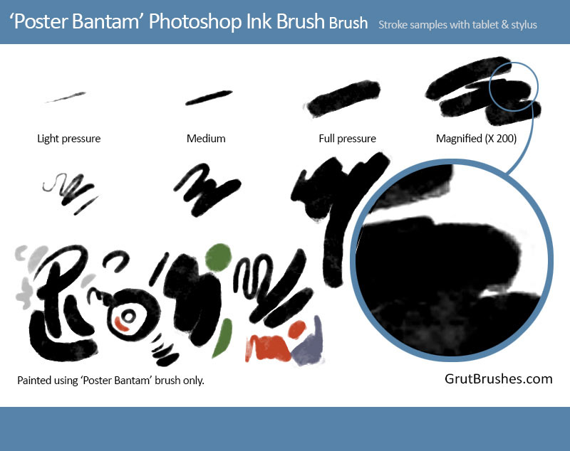 Brush strokes drawn with Poster Bantam Photoshop inking brush