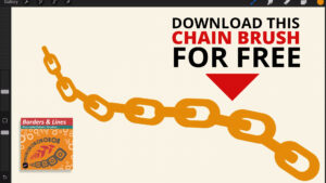 picture of chain link painted in Procreate with text: "download this chain brush for free"