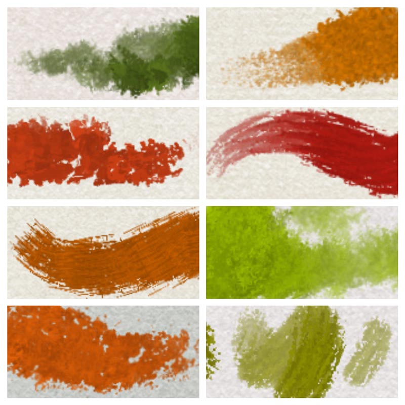 8 Procreate impasto oil brush strokes (enlarged 300%)