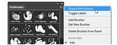 Choose which brushes appear in each set