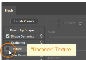 uncheck the Texture setting in brush panel