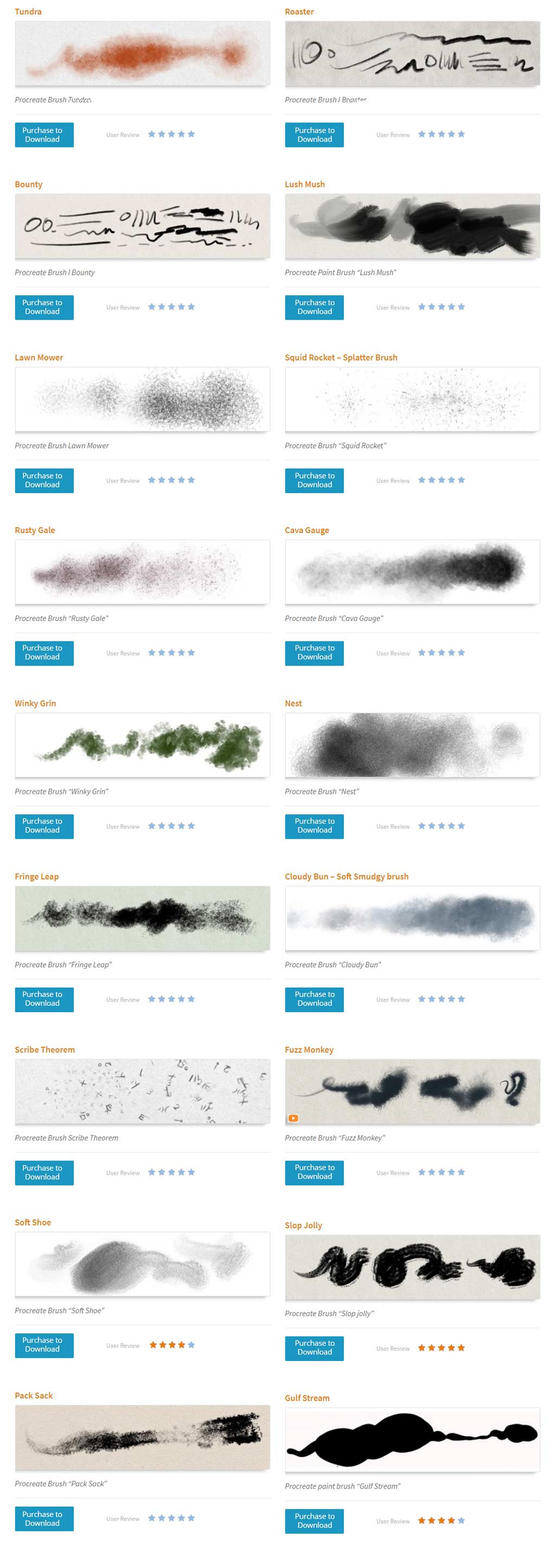 more Procreate brushes brush-stroke thumbnails