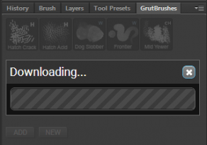 Brushes download directly into your GrutBrushes panel in Photoshop