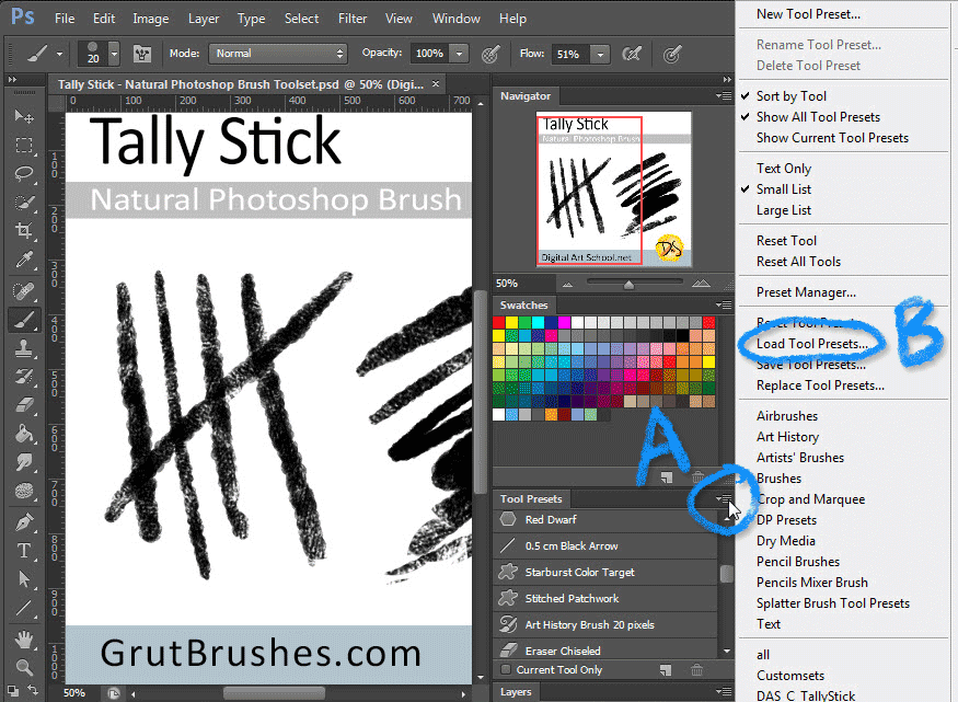 How To Install Photoshop Brush Toolsets (.tpl files)