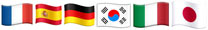 flags to show that video is available in French, Spanish, German, Korean, Italian and Japanese