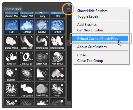 reload missing brushes after a Photoshop upgrade
