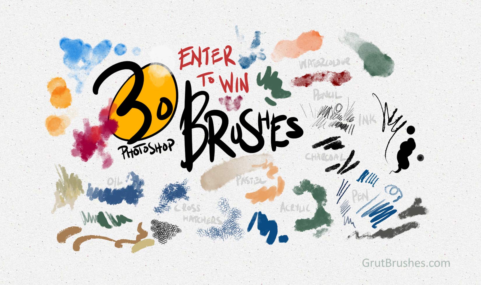 Win 30 realistic natural media Photoshop brushes for digital painters and illustrators